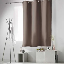 Rideau occultant à oeillets uni taupe