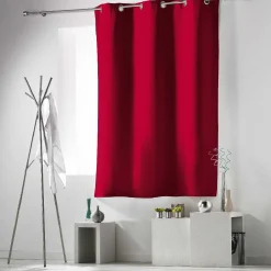 Rideau occultant à oeillets uni rouge