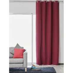 Rideau occultant à oeillets inox uni rouge 135x240 cm