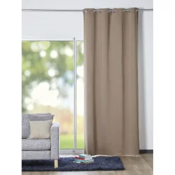 Rideau occultant à oeillets inox uni beige 135x240 cm