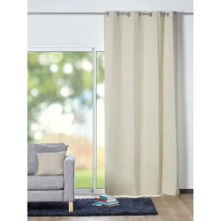 Rideau occultant à oeillets pour porte-fenêtres uni beige