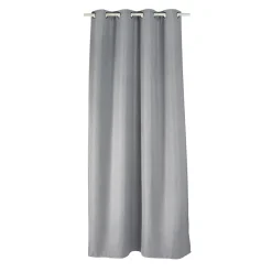 Rideau occultant à oeillets effet lin uni gris clair 140x260 cm