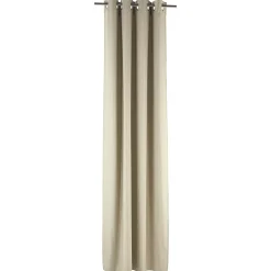 Rideau occultant à oeillets effet lin uni beige 140x260 cm