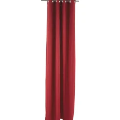 Rideau occultant à oeillets effet lin uni rouge 140x260 cm
