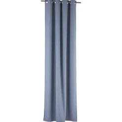 Rideau occultant à oeillets effet lin uni gris 140x260 cm