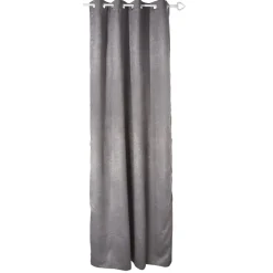 Rideau occultant 8 oeillets gris foncé effet brillant