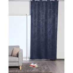 Rideau occultant 8 oeillets bleu nuit satiné