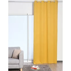 Rideau occultant 8 oeillets jaune curry