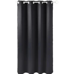 Rideau occultant à oeillets inox uni noir 140x180 cm