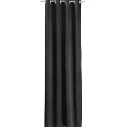 Rideau occultant à oeillets polyester uni noir 135x240 cm