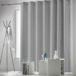 Rideau occultant baie vitrée à oeillets uni gris clair