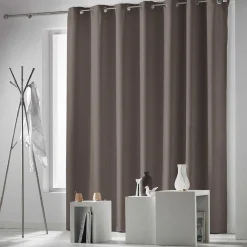 Rideau occultant baie vitrée à oeillets uni taupe