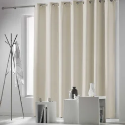 Rideau occultant baie vitrée à oeillets uni blanc crème