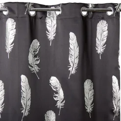 Rideau occultant oeillets 140x240 cm orange ou noir motif plume argent
