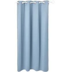 Rideau occultant uni à oeillets inox bleu orage
