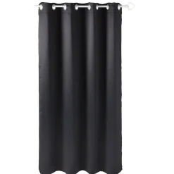 Rideau occultant uni à oeillets inox noir