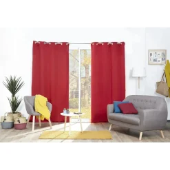 Rideau occultant uni rouge