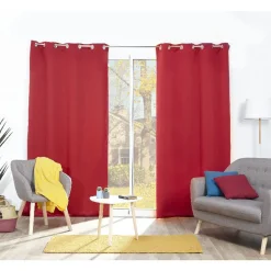 Rideau occultant uni rouge