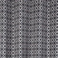 Rideau oeillets suédine taupe noir motif géométrique Urban