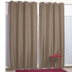 Rideau thermique à oeillets uni taupe 140x250 cm