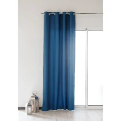 Rideau thermique à oeillets bleu