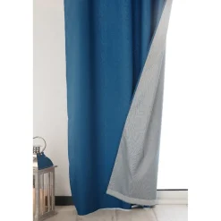 Rideau thermique à oeillets bleu