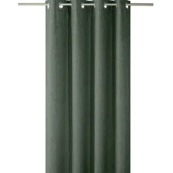 Rideau thermique à oeillets 140x260 cm effet lin vert ou gris
