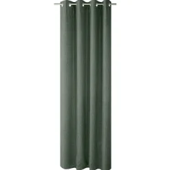 Rideau thermique à oeillets 140x260 cm effet lin vert ou gris