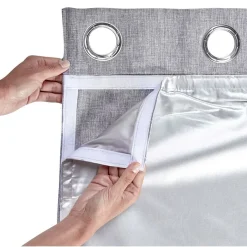 Rideau thermique à oeillets 140x260 cm effet lin vert ou gris