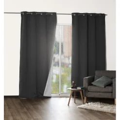 Rideau thermique et occultant matelassé gris acier