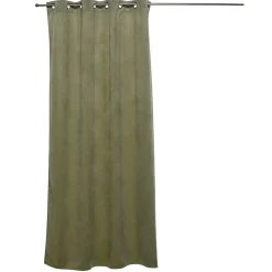 Rideau velours embossé vert motif végétal 100% polyester 140x240cm