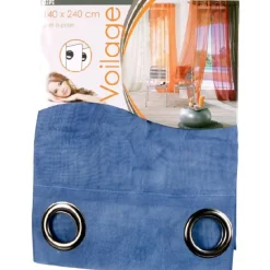 Rideau voilage à oeillets bleu