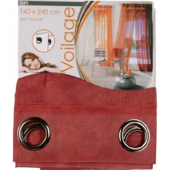 Rideau voilage à oeillets uni brique