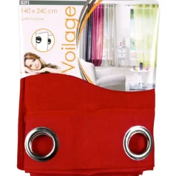 Rideau voilage à oeillets uni rouge étamine