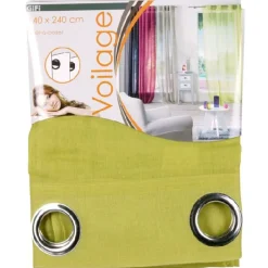 Rideau voilage à oeillets uni vert étamine