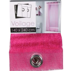 Rideau voilage à oeillets fuchsia résille