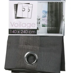 Rideau voilage à oeillets gris anthracite rayé