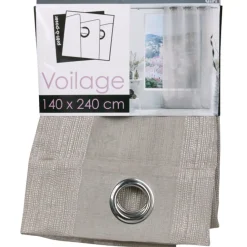 Rideau voilage à oeillets sable rayé