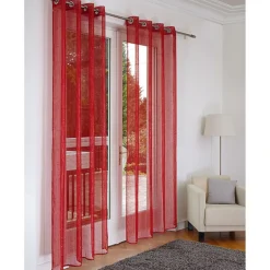 Rideau voilage à oeillets Dolly rouge