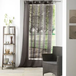 Rideau voilage à oeillets noir à rayures