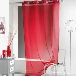 Rideau voilage à oeillets rouge