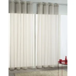 Rideau voilage à oeillets taupe uni