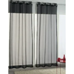 Rideau voilage à oeillets noir uni