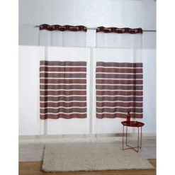 Rideau voilage à oeillets design rayures horizontales