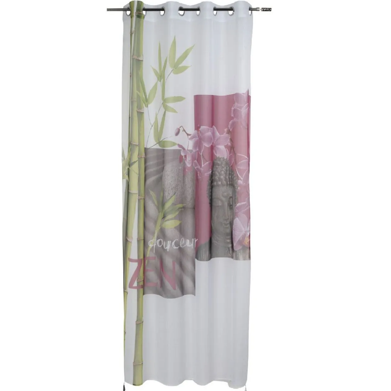 Rideau voilage à oeillets design zen Bouddha