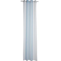 Rideau voilage à oeillets rayures blanches et bleues