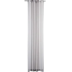 Rideau voilage à oeillets rayures blanches et grises