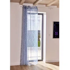 Rideau voilage à oeillets 140x240cm polyester imprimé rayures