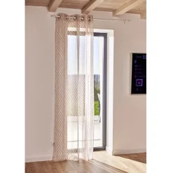 Rideau voilage à oeillets 140x240cm polyester imprimé rayures