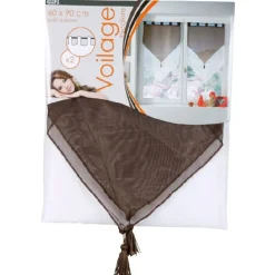 Rideau voilage à pattes chocolat blanc x2